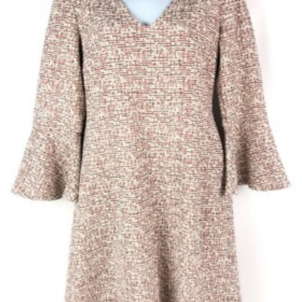 ELLE Petite Pink Tweed Knit Fit & Flare Dress - PL -NWT